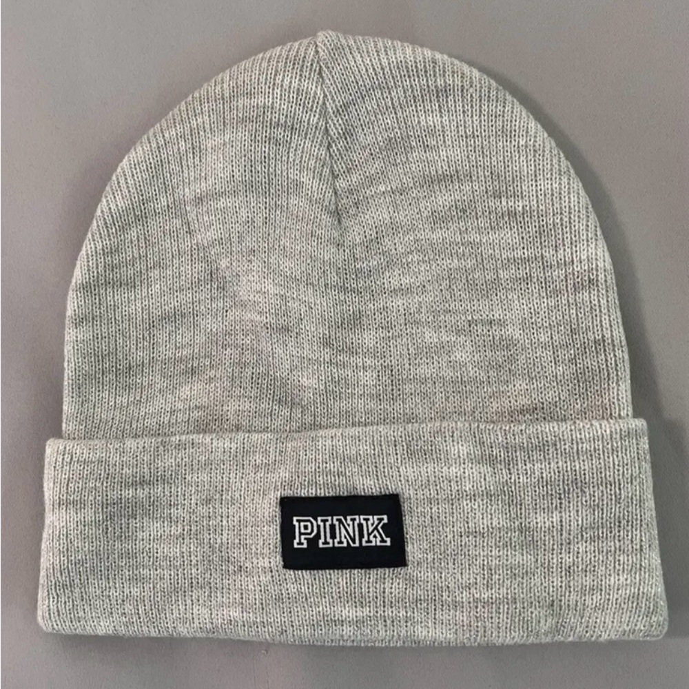 PINK Victoria's‎ Secret Gray/Silver Knit Stocking Hat Cap Beanie One Size